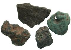 [Roman Republican & Imperatorial]. Lot of 4 Roman Aes Rude. Four Roman bronze Aes Rude, Central Italy, c. 5th - 3rd Century BC, various sizes and used for barter. All intact with attractive patination