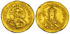 BYZANTINE EMPIRE. Constantine VIII, 1025-1028 AD. Gold Histamenon Nomisma (4.38 gm) of Constantinople. Facing bust of Christ / Facing bust of emperor. S.1815. XF. Scarce.