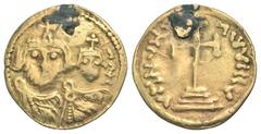 Byzantine Imitative. Central Asian imitation of an Heraclius solidus. 610-641 or later. AV solidus (19.4 mm, 1.85 g, 1 h). Busts of Heraclius and Heraclius Constantine / VHNVW LVVIIIV (barbarous legen