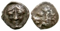 Carian Satraps. Hekatomnos. 392/1-377/6 B.C. AR tetartemorion. Forepart of roaring lion left / Laureate head of Apollo facing. Tobingen 3312. gVF, good metal.