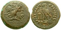 Ptolemaic Kingdom. Ptolemy III Euergetes. 246-222 B.C. AE 17 (17.1 mm, 3.60 g, 11 h). Uncertain mint in southwestern Asia Minor. Diademed head of Zeus-Ammon right / ΒΑΣΙΛΕΩΣ ΠΤΟΛΕΜΑΙΟΥ, eagle standing