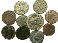 [Roman Imperial]. Lot of 10 Late Roman Bronzes. Group lot of 10 Late Roman Bronzed. A group lot of ten (10) Late Roman Bronzes. All group lots are sold as-is, returns not accepted. The coins shown are