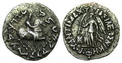 Non-Classical Cultures Graeco-Baktrian Kingdom. Antimachos II. Ca. 174-165 B.C. AR drachm (17.4 mm, 2.25 g, 11 h). Nike advancing left, holding palm in outstretched right hand and fillet in left; MT m