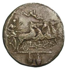 United States Sicily, Kamarina. Ca. 425-405 B.C. PB tetradrachm (26.6 mm, 15.32 g). UNIFACE LEAD / ROSA OFF-METAL TRIAL STRIKE. Athena driving galloping quadriga right, Nike flying left above; two amp