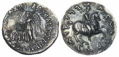 Non-Classical Cultures Graeco-Baktrian Kingdom. Antimachos II. Ca. 174-165 B.C. AR fourrée drachm (17.0 mm, 2.40 g, 11 h). Nike advancing left, holding palm in outstretched right hand and fillet in le