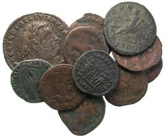 Group Lots Lot of 11 Roman Bronze Coins. Probus, Claudius II, Diocletian, Constantinian and Valentinian families. Fine-VF. Different types.