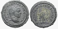 Exonumia Caracalla. A.D. 198-217. PB denarius (19.8 mm, 4.30 g, 7 h). BIFACED LEAD / ROSA OFF-METAL TRIAL STRIKE. ANTONINVS PIVS AVG GERM, laureate and bearded head right / P M TR P XVIII COS IIII P P