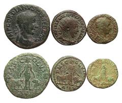 Group Lots Lot of 3 Viminacium Coins. 2 Gordian III, sestertius and as, and Philip I as. Fine to aVF.
