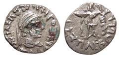 Non-Classical Cultures Graeco-Baktrian Kingdom. Bhadryasa. c.14-10 BC. AR Drachm (16 mm, 2.18 g, 2 h). Bhadryasa seems to have been the last of the Graeco-Baktrian kings. Diademed bust right / Athena 