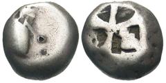 Greek AEGINA. 485-480 BC. AR Stater (11.74 gm). Sea-turtle with smooth shell / Incuse square of "skew" pattern. S.1856. Toned Fine. o/c.