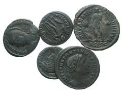 Group Lots Lot of 5 Late Roman Bronze Coins. Licinius I through Theodosius I. All different, a nice selection.