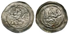 Medieval Germany, Strasburg. Anonymous. 13th century AR pfennig (17.2 mm, 0.57 g, 5 h). Bust of bishop holding mitre / Castle. gVF.