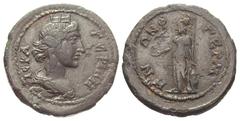 Roman Provincial Lydia, Germe. Civic Issue. Time of Gordian III, A.D. 238-244. Æ 25 (24.5 mm, 8.40 g, 6 h). Scarce. IEPA ΓEPMH, turreted and draped bust of Tyche right / ΓEPMHNΩN, Athena standing left