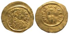 Byzantine BYZANTINE EMPIRE. Heraklios, 610-641 AD. Gold Semissis (2.14 gm) of Constantinople. Diademed bust right / Cross on globe. S.774. XF(wavey flan). Scarce.