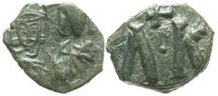 Byzantine BYZANTINE EMPIRE. Leo V the Armenian, 813-820 AE Follis (3.78 gm) of Syracuse. Leo and Constantine standing / LK, cross above. S.1635. VF, green black patina.