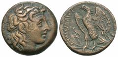Greek Ptolemaic Kings of Egypt, Ptolemy I Soter, 305 - 282 BCrnAE Hemiobol, Alexandreia Mint, 19mm, 24.30 gramsrnObverse: Diademed head of deified Alexander right.rnReverse: Eagle standing left on thu