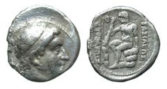 Eastern Cultures Graeco-Baktrian Kingdom. Euthydemos I. Ca. 230-200 B.C. AR tetradrachm (33.9 mm, 16.44 g, 11 h). Mint B "Bactra", Struck 225-220/18 B.C. Diademed head right, with youthful features / 