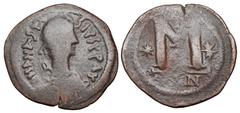 Byzantine BYZANTINE EMPIRE. Anastasios I, 491-518 AD. AE Follis (11.26 gm) of Constantinople, off. D. Diademed bust right / Large M. S.19. Fine+, brown patina. Scarce.