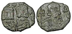 Byzantine BYZANTINE EMPIRE. Constantine V, 741-775 AD. AE Follis (3.15 gm), Syracuse. Facing busts of Constantine and Leo IV / Facing bust of Leo III. S.1569. Uneven VF, green patina.