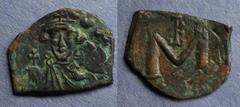 Byzantine Byzantine Empire, Constans II 641-668, Follis, 3.38g: Obv: Facing bust of Constans II, beardless, holding a globe coss. Rev: Large "M" with monogram above. SB 1104. Syracuse mint