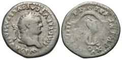 Titus, 79 - 81 ADSilver Denarius, Rome Mint, 18mm, 3.17 gramsObverse: IMP TITVS CAES VESPASIAN AVG P M, Laureate head of Titus right.Reverse: TR P IX IMP XV COS VIII P P, Dolphin entwined around ancho