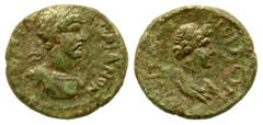 Roman Provincial Lydia, Nacrasa. Hadrian. A.D. 117-138. AE 17 (16.94 mm, 2.67 g, 12 h). AY TRA ADRIANOC, laureate and cuirassed bust right / NAKΡACITΩN, draped bust of Demos right. SNG Cop 300; SNG Vo