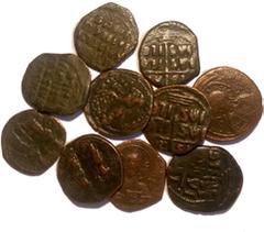 Group Lots [Byzantine]. GROUP LOTS, Lot of 10 Byzantine Bronze Coins. Group lot of 10 Byzantine follis Average grade Fair-Fine. All group lots are sold as-is, returns not accepted. The coins shown are