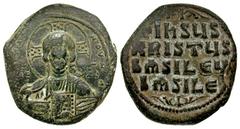 Byzantine Anonymous (attributed to Basil II). Ca. 976-1025. AE follis (31.72 mm, 11.33 g, 5 h). Anonymous, Class A2. Constantinople mint. [+ ЄM]MA-NOVHΛ, nimbate bust of Christ facing, wearing pallium