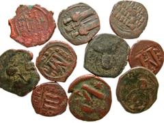 Group Lots [Byzantine]. Lot of 10 Byzantine Bronze Coins. Group lot of 10 Byzantine follis Average grade Fair-Fine. All group lots are sold as-is, returns not accepted. The coins shown are the exact c