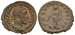 Roman Imperial Maximinus I Thrax. A.D. 235-238. AR denarius (20.08 mm, 3.30 g, 12 h). IMP MAXIMINVS PIVS AVG, Laureate and draped bust of Maximinus I Thrax right / PROVIDENTIA AVG, Providentia standin