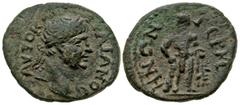 Roman Provincial Lydia, Germe. Trajan. A.D. 98-117. AE 23 (23 mm, 4.59 g). ΑVΤΟ KAI ΤΡΑΙΑΝΟС, laureate head of Trajan right / ΓЄΡΜ-ΗΝΩΝ, Herakles standing facing, head left, holding lion skin and rest