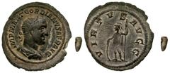 Roman Imperial Gordian II Africanus. A.D. 238. AR denarius (21.64 mm, 1.70 g, 7 h). Rome mint, Struck A.D. 238. IMP M ANT GORDIANVS AFR AVG, radiate. draped and cuirassed bust of Gordian I right, see 