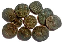 Group Lots [Byzantine]. GROUP LOTS, Lot of 10 Byzantine Bronze Coins. Group lot of 10 Byzantine follis Average grade Fair-Fine. All group lots are sold as-is, returns not accepted. The coins shown are