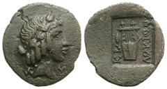 Greek Lycia, Kragos. Ca. 48-23 B.C. AR hemidrachm (14 mm, 1,51 g, 12 h). Laureate head of Apollo right / ΛYKIΩN KP, kithara; tripod to right; all in incuse square. Cf. Troxell 143. VF, dark patina.