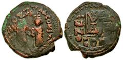 Byzantine Heraclius and Heraclius Constantine. 610-641. AE follis (29 mm, 10.09 g, 2 h). Constantinople mint, Struck 614/15. [d d NN hЄRACLIЧS Єt h]ЄRA CONSt PP A. , Heraclius (on left) and Heraclius 
