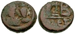 Byzantine Heraclius. 610-641. AE dodecanummium (17.2 mm, 5.40 g, 7 h). Alexandria mint. [dd NN h hERAC] (or similar, mainly off-flan) , facing busts of Heraclius (bearded, on left) and Heraclius Const
