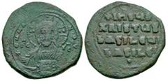 Byzantine Joint reign of Basil II and Constantine VIII. 1025-1028. AE follis (29.3 mm, 14.20 g, 5 h). Anonymous class A2. Constantinople mint. +ЄMMANOV[HA], Nimbate bust of Christ facing, wearing pall