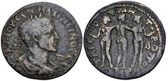 Roman Provincial Cilicia, Tarsus. Maximinus I Thrax. A.D. 235-238. AE 35 (35 mm, 21.06 g, 6 h). Laureate, draped and cuirassed bust of Maximinus I Thrax right / The Three Graces standing, that in the 