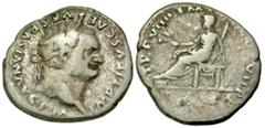 Roman Imperial Titus. A.D. 79-81. AR denarius (17.6 mm, 3.26 g, 5 h). Rome mint, Struck after 1 July, A.D. 79. IMP TITVS CAES VESPASIAN AVG P M, laureate head of Titus right / TR P VIIII IMP [XIIII CO