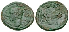 Roman Provincial Mysia, Parium. Marcus Aurelius. A.D. 161-180. AE 17 (17.1 mm, 2.85 g, 8 h). IMP CAESA MAR AV ANT, bare head of Marcus Aurelius left / C G I H P, priest plowing right with yoke of oxen
