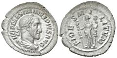 Roman Imperial Maximinus I 'Thrax'. A.D. 235-238. AR denarius (22.3 mm, 2.77 g, 7 h). Rome mint, struck A.D. 235-236. IMP MAXIMINVS PIVS AVG, laureate and draped bust of Maximinus I 'Thrax' right / FI