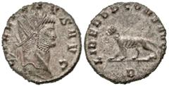 Roman Imperial Gallienus. A.D. 253-268. AE silvered antoninianus (20.0 mm, 3.32 g, 11 h). Rome mint, struck A.D. 267-268. GALLIENVS AVG, radiate head of Gallienus right / LIBERO P CONS AVG, panther wa