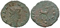 Roman Imperial Gallienus. A.D. 253-268. AE antoninianus (20.6 mm, 2.57 g, 7 h). Rome mint, struck A.D. 267-268. GALLIENVS AVG, radiate head of Gallienus right / DIANAE CONS AVG, doe walking right, hea