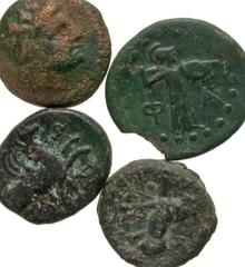 Group Lots [Greek]. Lot of four Greek Bronze Coins. Lot of four Greek bronze coins. Phrygia, Dionysopolis; Lycia, Phaeselis; Ionia, Phokaia; Cyprus, Kition. VG-aVF. All group lots are sold as-is, retu