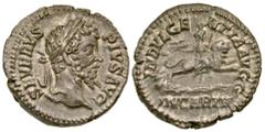 Roman Imperial Septimius Severus. A.D. 193-211. AR denarius (19.07 mm, 3.45 g, 7 h). Rome mint, struck A.D. 203. SEVERVS PIVS AVG, laureate head right / INDVLGENTIA AVGG, IN CARTH, the Dea Caelestis s