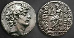 Greek Seleukid Kingdom. Antioch on the Orontes. Philip I Philadelphos 95-75 BC. Tetradrachm AR 27 mm, 15,60 g Diademed head right / ΒΑΣΙΛΕΩΣ ΦΙΛΙΠΠΟΥ ΕΠIΦΑΝΟΥΣ ΦIΛΑΔΕΛΦΟΥ, Zeus Nikephoros seated left;