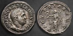 Roman Imperial Balbinus AD 238. Rome Denarius AR 19 mm, 2,90 g IMP C D CAEL BALBINVS AVG, laureate, draped and cuirassed bust right / VICTORIA AVGG, Victory standing facing, head left, holding wreath 