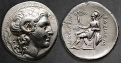 Greek Kings of Thrace. Alexandria Troas. Macedonian. Lysimachos 305-281 BC. Tetradrachm AR 26 mm, 17,05 g Diademed head of deified Alexander right, with horn of Ammon / BAΣIΛEΩΣ ΛYΣIMAXOY, Athena Nike
