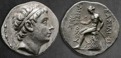 Greek Seleukid Kingdom. Antioch on the Orontes. Antiochos III Megas 222-187 BC. Tetradrachm AR 30 mm, 16,13 g Diademed head right / BAΣIΛEΩ[Σ] ANT-IOXOY, Apollo Delphios, nude but for chlamys draped f