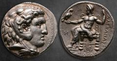 Greek Seleukid Kingdom. Babylon. Seleukos I Nikator 312-281 BC. In the name and types of Alexander III of Macedon Tetradrachm AR 25 mm, 17,10 g Head of Herakles to right, wearing lion skin headdress, 